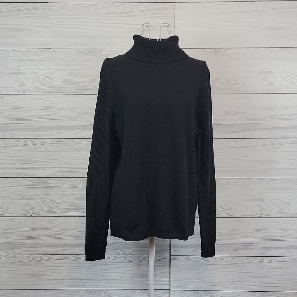 Leo & Nicole Black Knit Turtleneck Sweater Womens Size XL